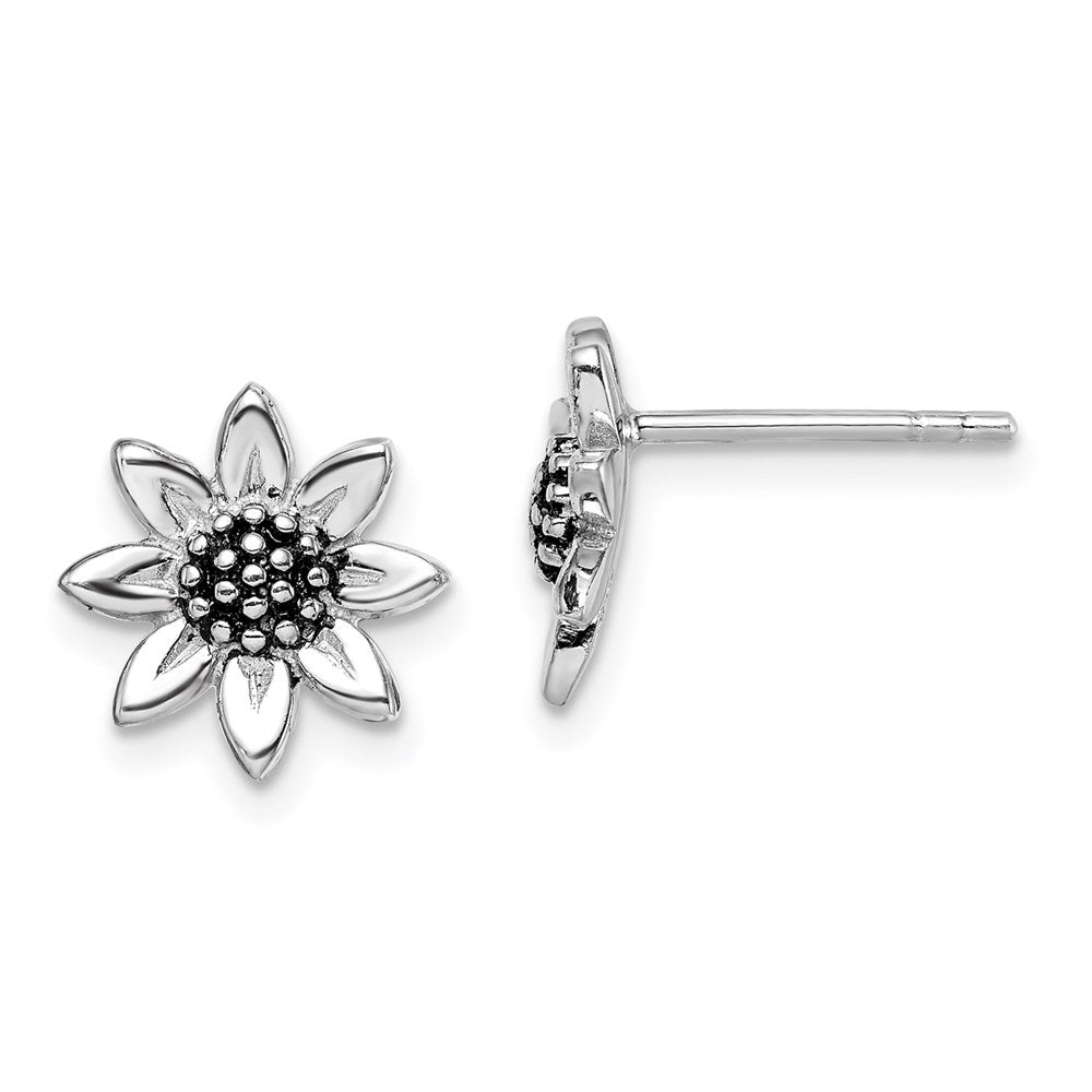 Sterlingsilber Rhodiniert Sonnenblume Stecker Ohrring