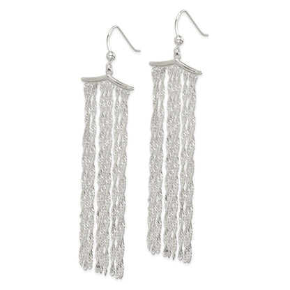 Sterlingsilber Poliert Fantasie Multi-strand Kordel Kette Ohrhänger
