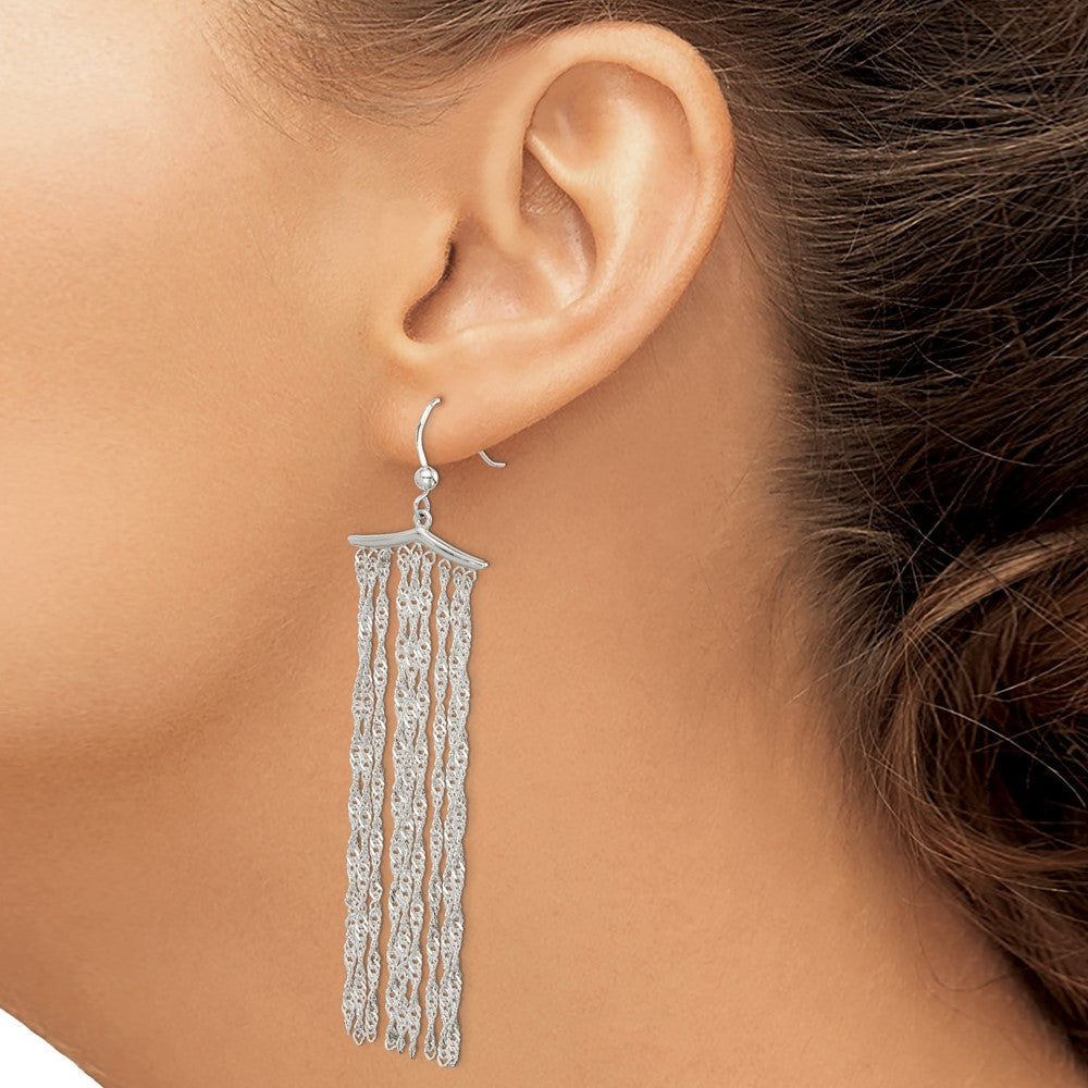 Sterlingsilber Poliert Fantasie Multi-strand Kordel Kette Ohrhänger