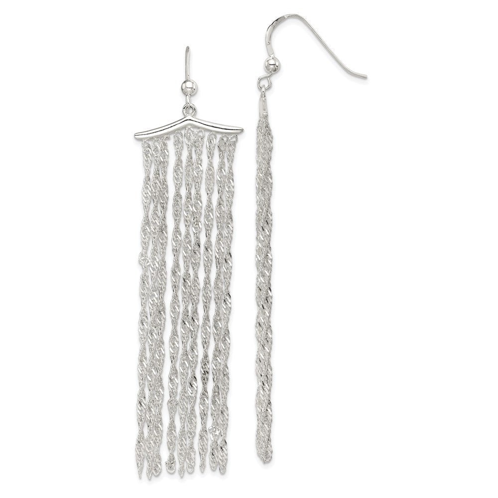 Sterlingsilber Poliert Fantasie Multi-strand Kordel Kette Ohrhänger