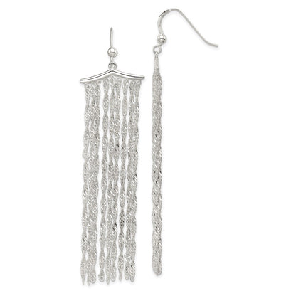 Sterlingsilber Poliert Fantasie Multi-strand Kordel Kette Ohrhänger