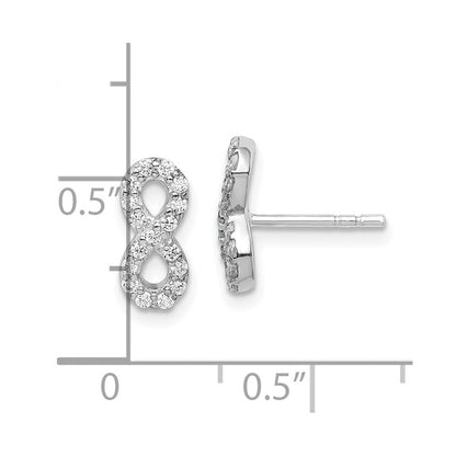 Sterlingsilber Rhodiniert Poliert Zirkonia Unendlichkeit Ohrstecker