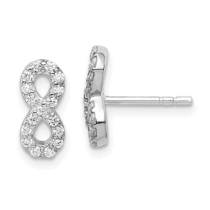 Sterlingsilber Rhodiniert Poliert Zirkonia Unendlichkeit Ohrstecker