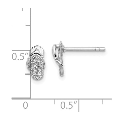 Sterlingsilber Rhodiniert Zirkonia Flipflop Ohrstecker