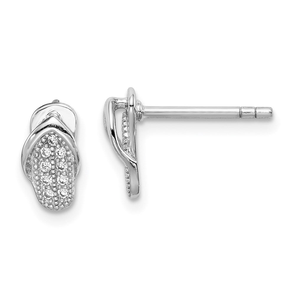 Sterlingsilber Rhodiniert Zirkonia Flipflop Ohrstecker