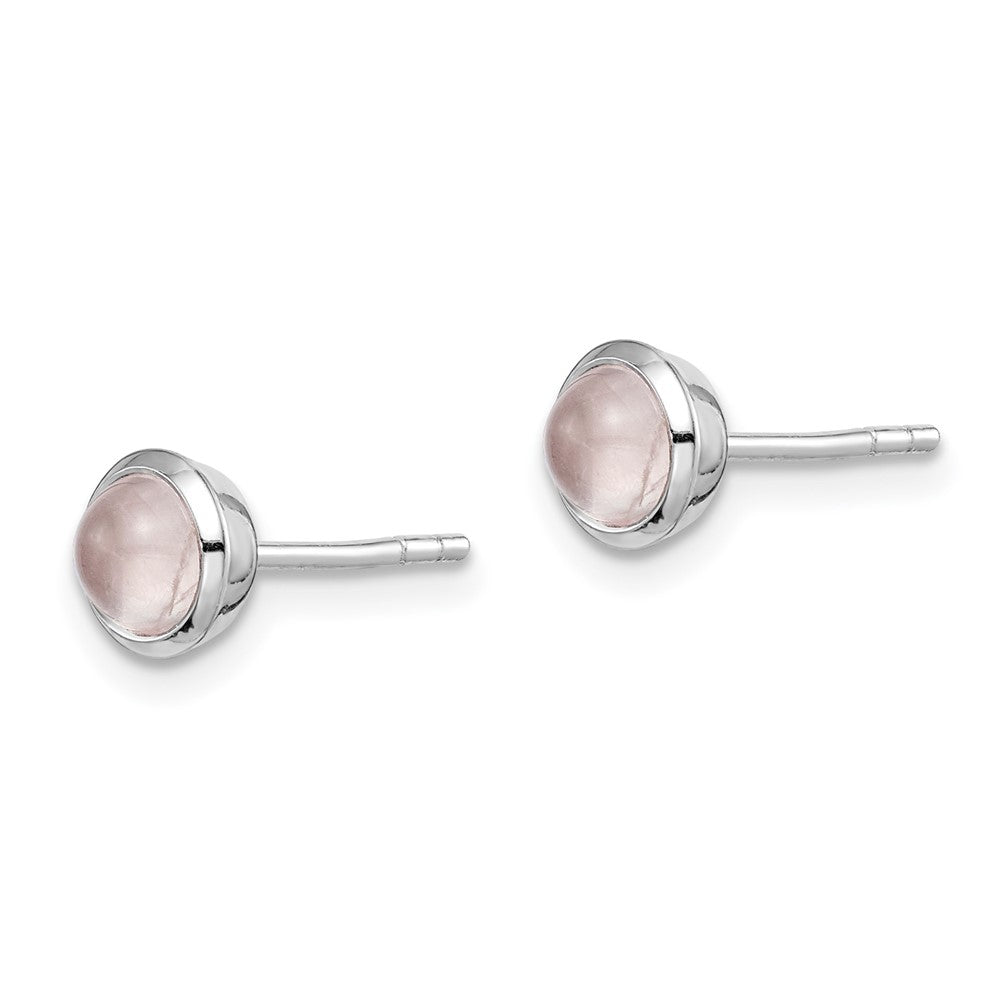 Sterlingsilber Rhodiniert Rose Quarz Ohrstecker
