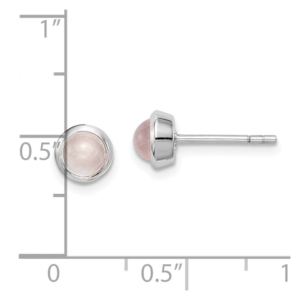 Sterlingsilber Rhodiniert Rose Quarz Ohrstecker