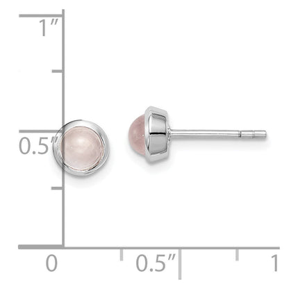 Sterlingsilber Rhodiniert Rose Quarz Ohrstecker