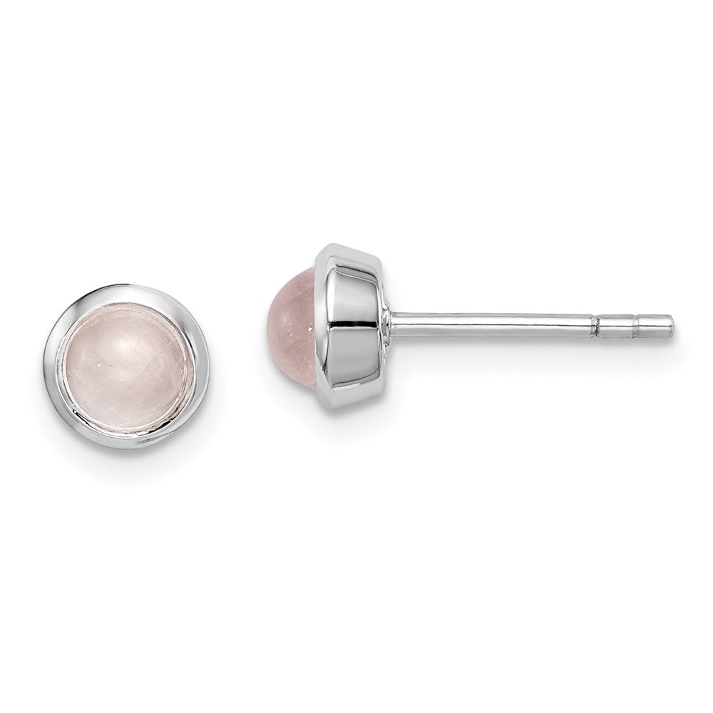 Sterlingsilber Rhodiniert Rose Quarz Ohrstecker