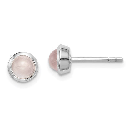 Sterlingsilber Rhodiniert Rose Quarz Ohrstecker