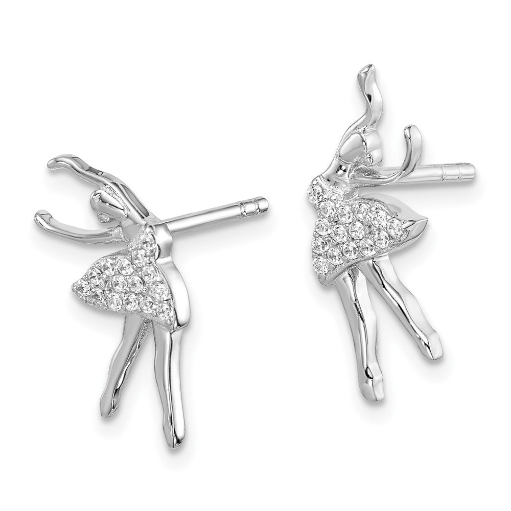 Sterlingsilber Rhodiniert Poliert Zirkonia Ballerina Ohrstecker