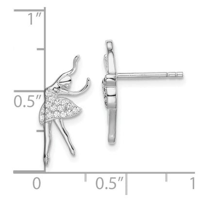 Sterlingsilber Rhodiniert Poliert Zirkonia Ballerina Ohrstecker