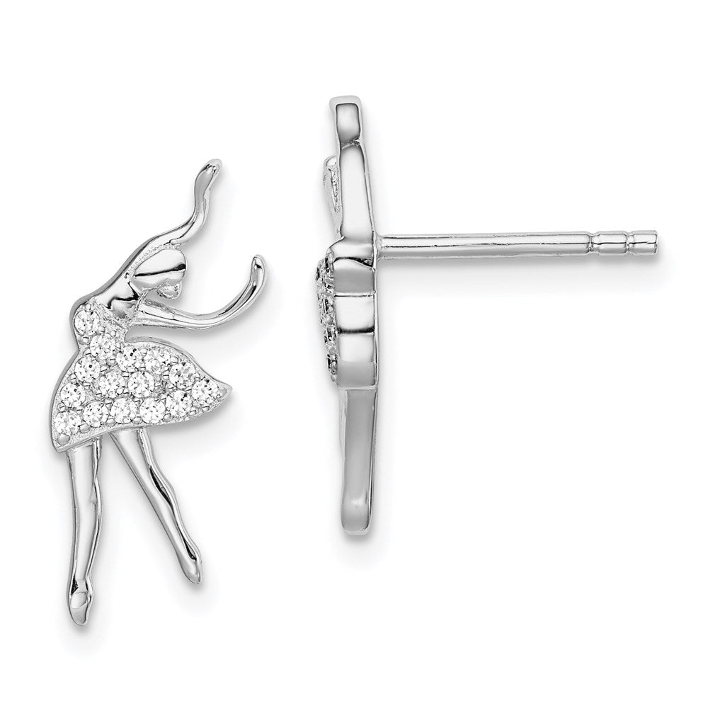Sterlingsilber Rhodiniert Poliert Zirkonia Ballerina Ohrstecker