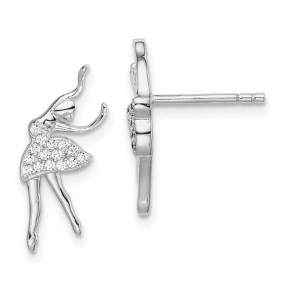 Sterlingsilber Rhodiniert Poliert Zirkonia Ballerina Ohrstecker