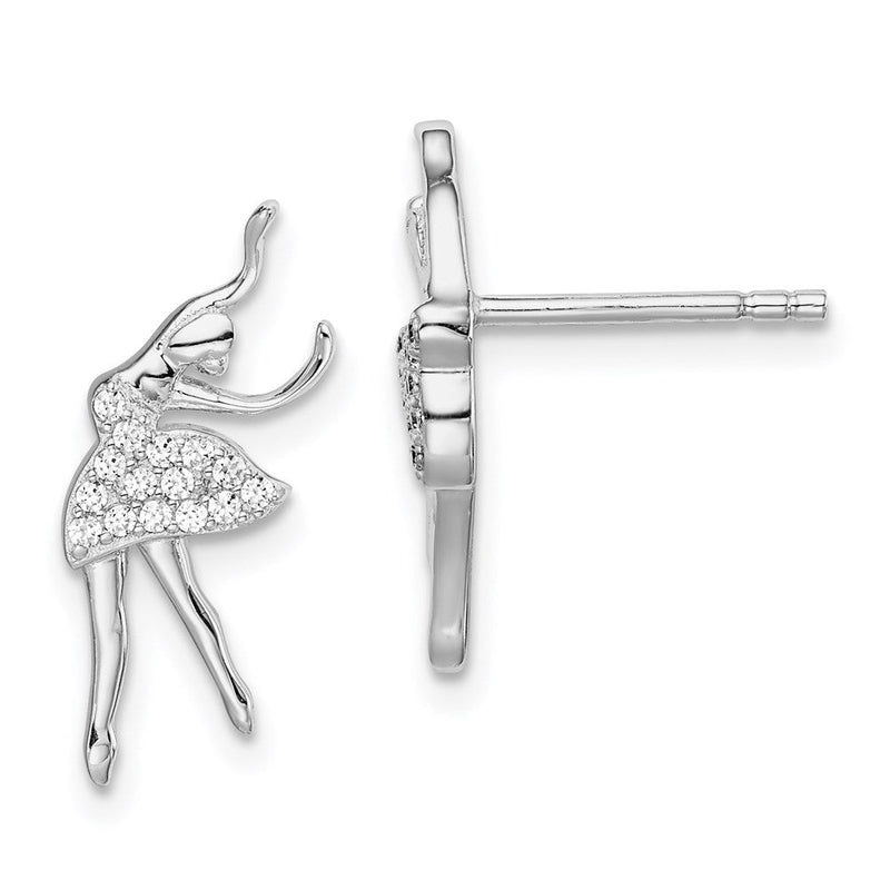 Sterlingsilber Rhodiniert Poliert Zirkonia Ballerina Ohrstecker