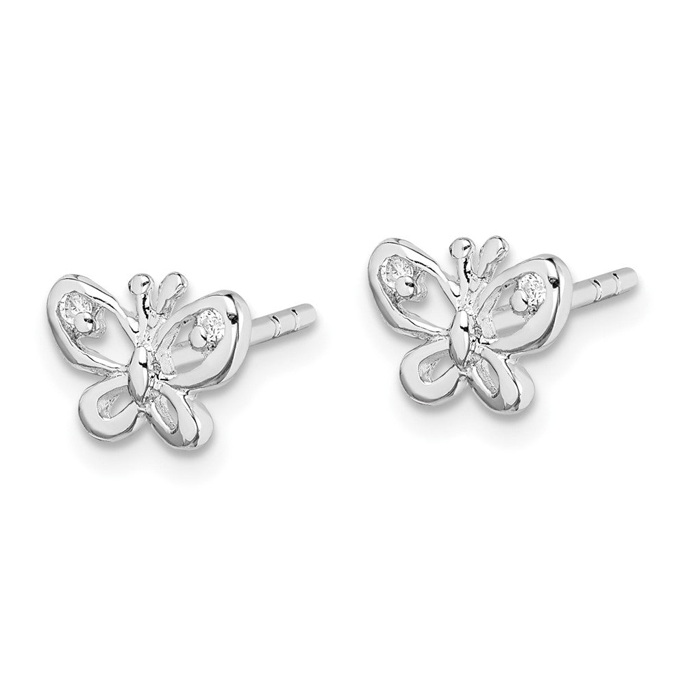 Sterlingsilber Rhodiniert Zirkonia Schmetterling Ohrstecker