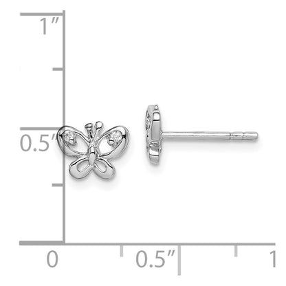 Sterlingsilber Rhodiniert Zirkonia Schmetterling Ohrstecker