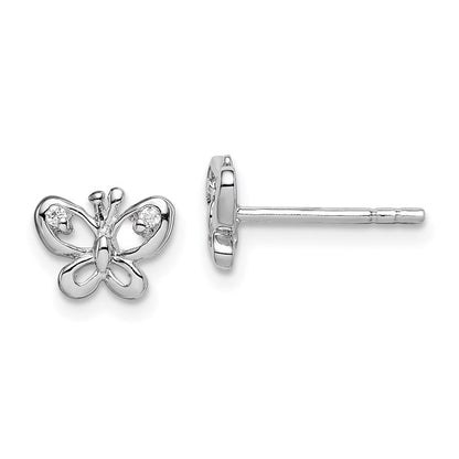 Sterlingsilber Rhodiniert Zirkonia Schmetterling Ohrstecker