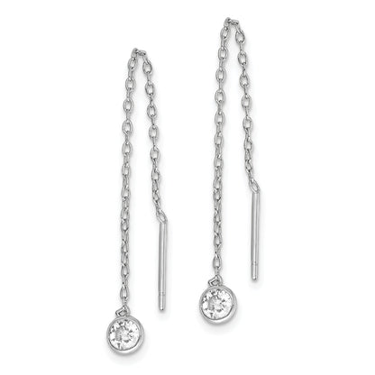 Sterlingsilber Rhodiniert Zirkonia Zargenfassung Kette Durchzieher-Ohrringe