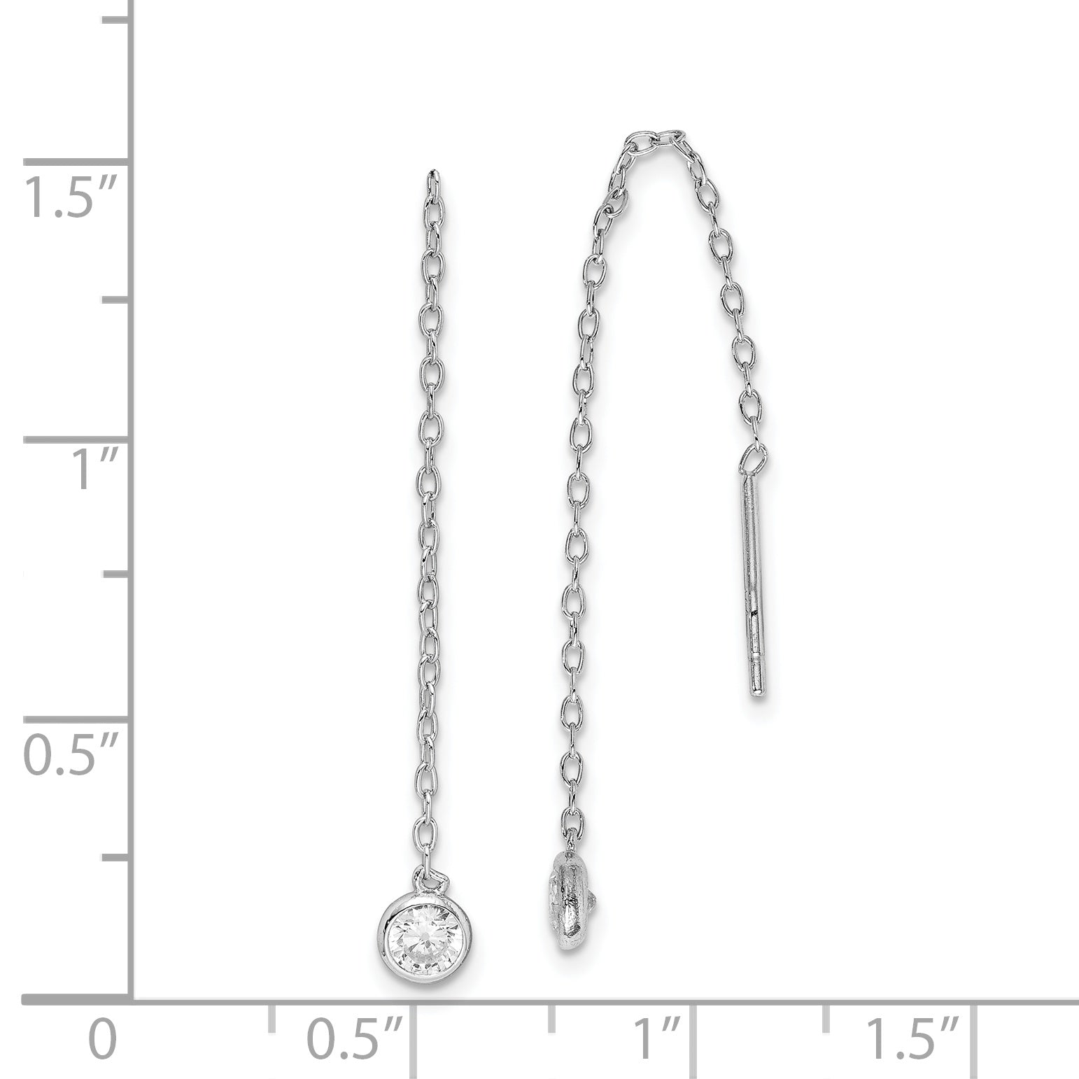 Sterlingsilber Rhodiniert Zirkonia Zargenfassung Kette Durchzieher-Ohrringe