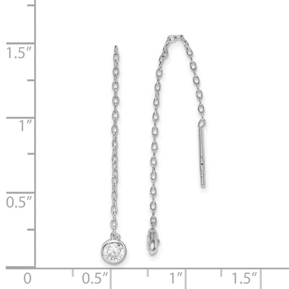 Sterlingsilber Rhodiniert Zirkonia Zargenfassung Kette Durchzieher-Ohrringe