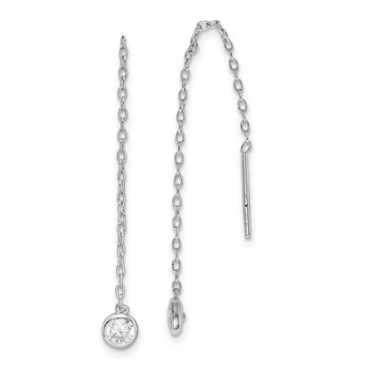 Sterlingsilber Rhodiniert Zirkonia Zargenfassung Kette Durchzieher-Ohrringe