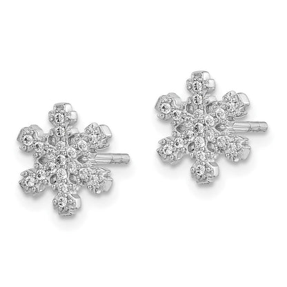Sterlingsilber Rhodiniert Zirkonia Schneeflocke Ohrstecker