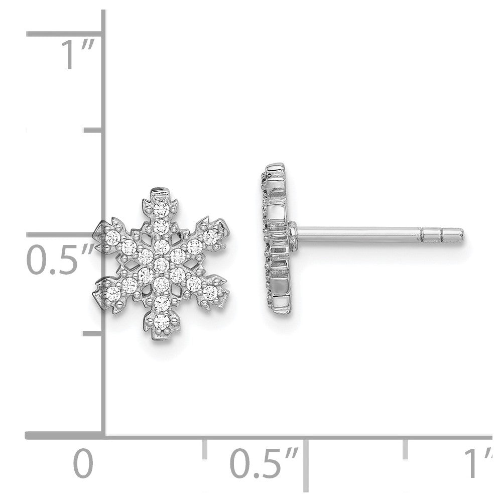Sterlingsilber Rhodiniert Zirkonia Schneeflocke Ohrstecker