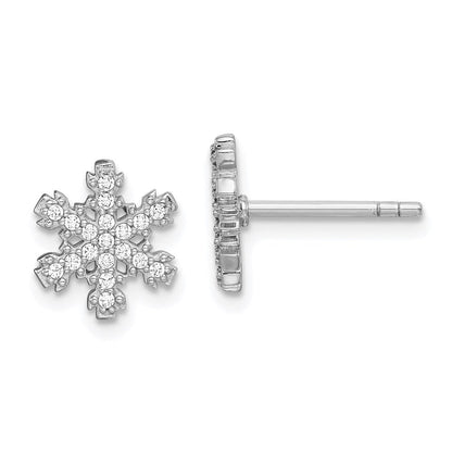 Sterlingsilber Rhodiniert Zirkonia Schneeflocke Ohrstecker