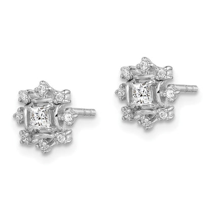 Sterlingsilber Rhodiniert Poliert Zirkonia Schneeflocke Ohrstecker
