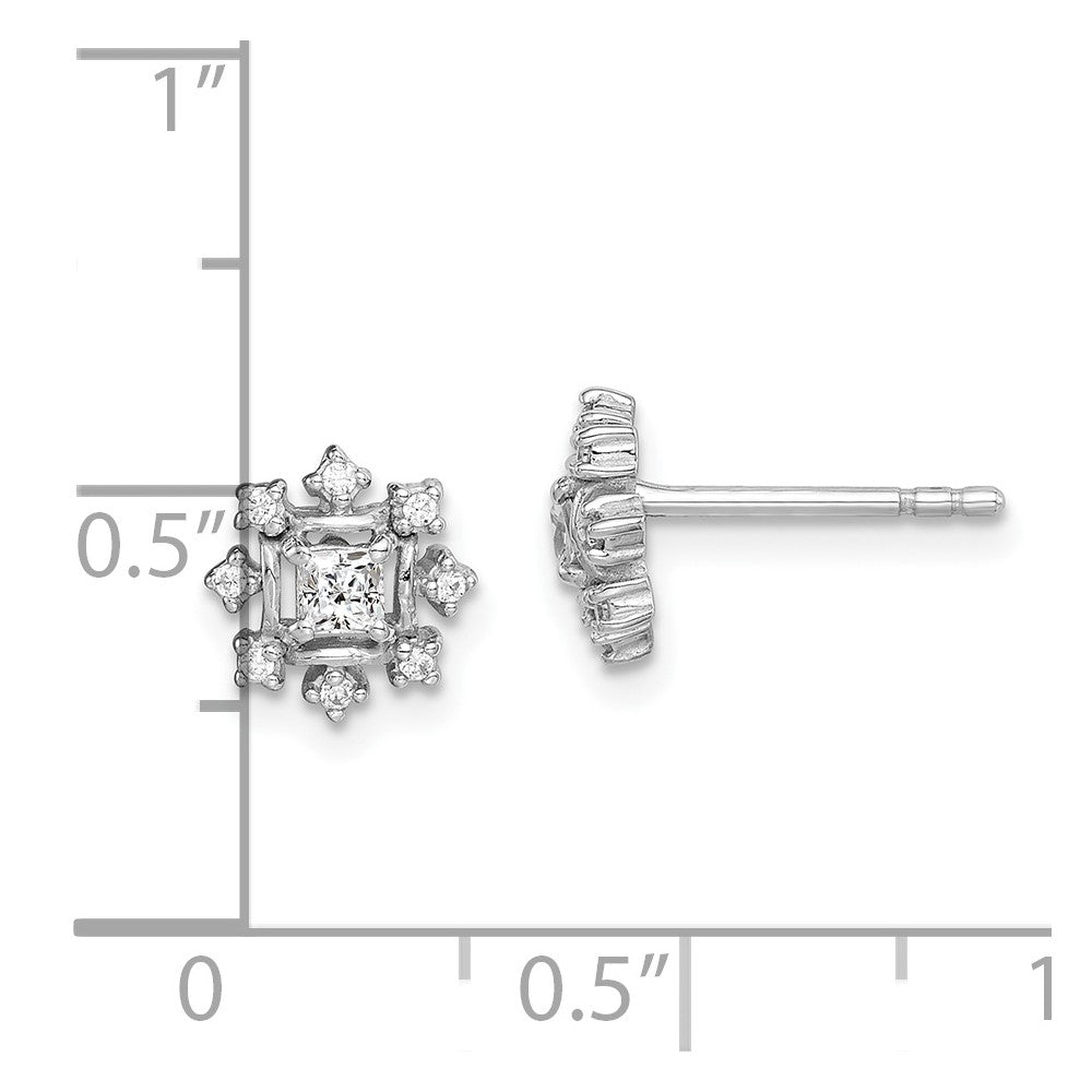 Sterlingsilber Rhodiniert Poliert Zirkonia Schneeflocke Ohrstecker