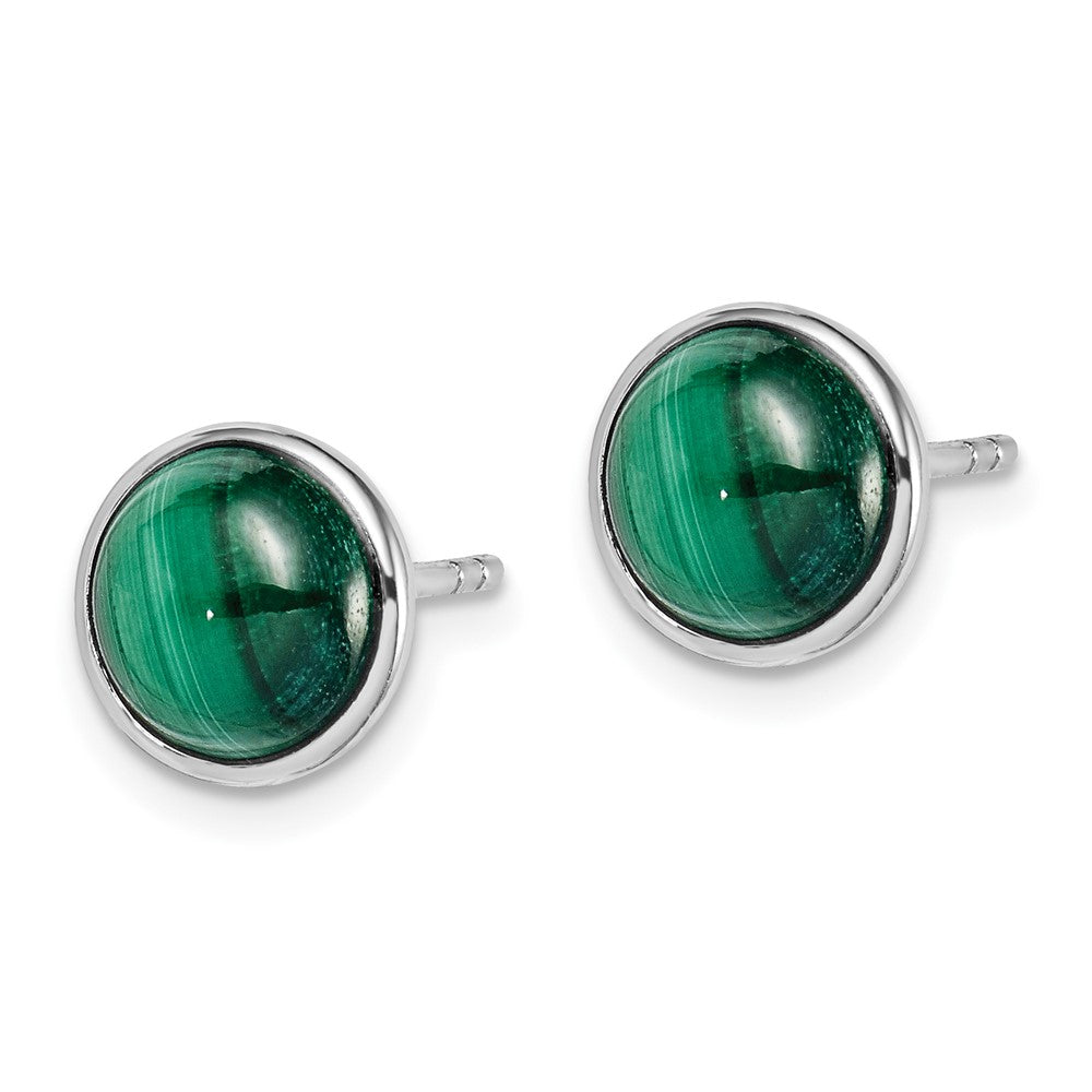 Sterlingsilber Rhodiniert 7mm Malachite Ohrstecker