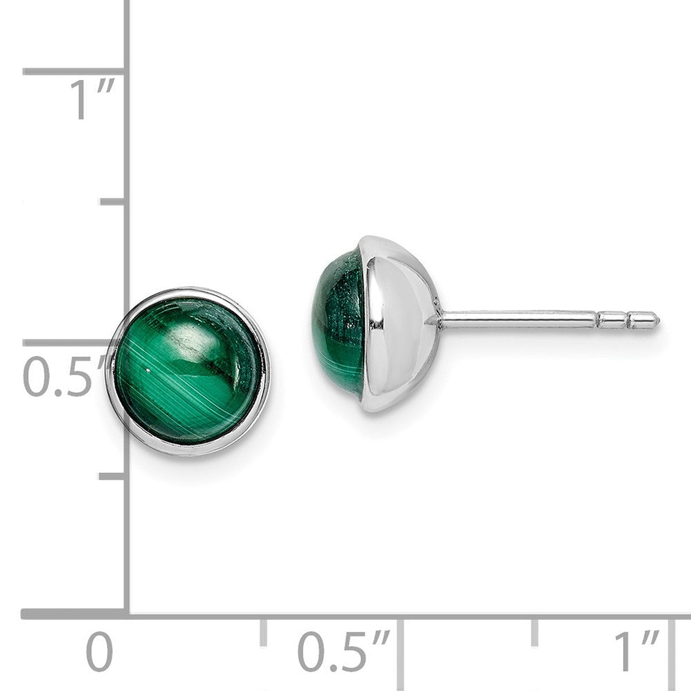 Sterlingsilber Rhodiniert 7mm Malachite Ohrstecker
