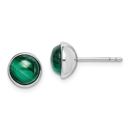 Sterlingsilber Rhodiniert 7mm Malachite Ohrstecker