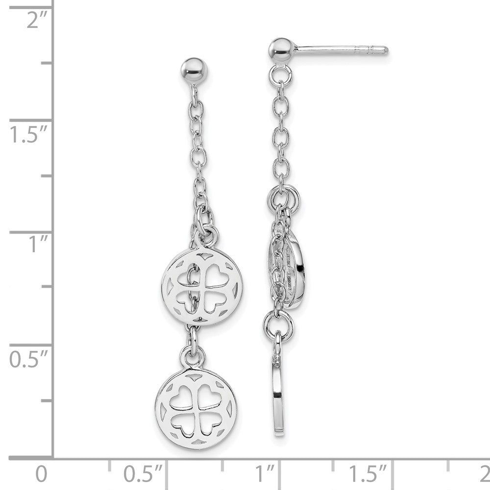 Sterlingsilber Rhodiniert Klee Hängend Stecker Ohrring