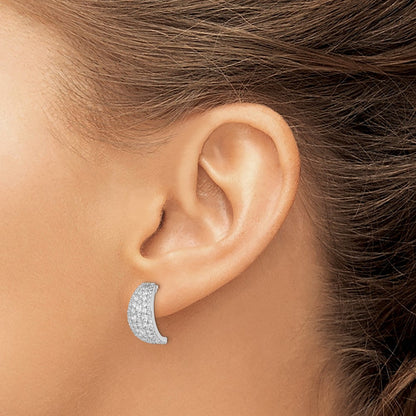 Sterlingsilber Rhodiniert Pavé Zirkonia Stecker Creolen