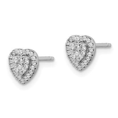 Sterlingsilber Rhodiniert Pavé Zirkonia Herz Ohrstecker