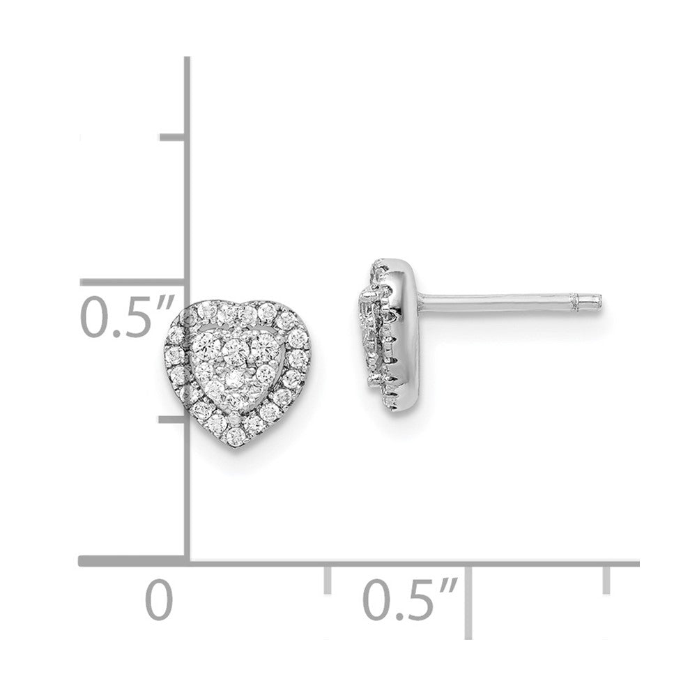 Sterlingsilber Rhodiniert Pavé Zirkonia Herz Ohrstecker