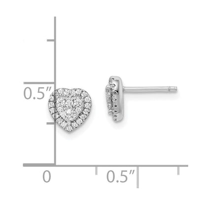 Sterlingsilber Rhodiniert Pavé Zirkonia Herz Ohrstecker