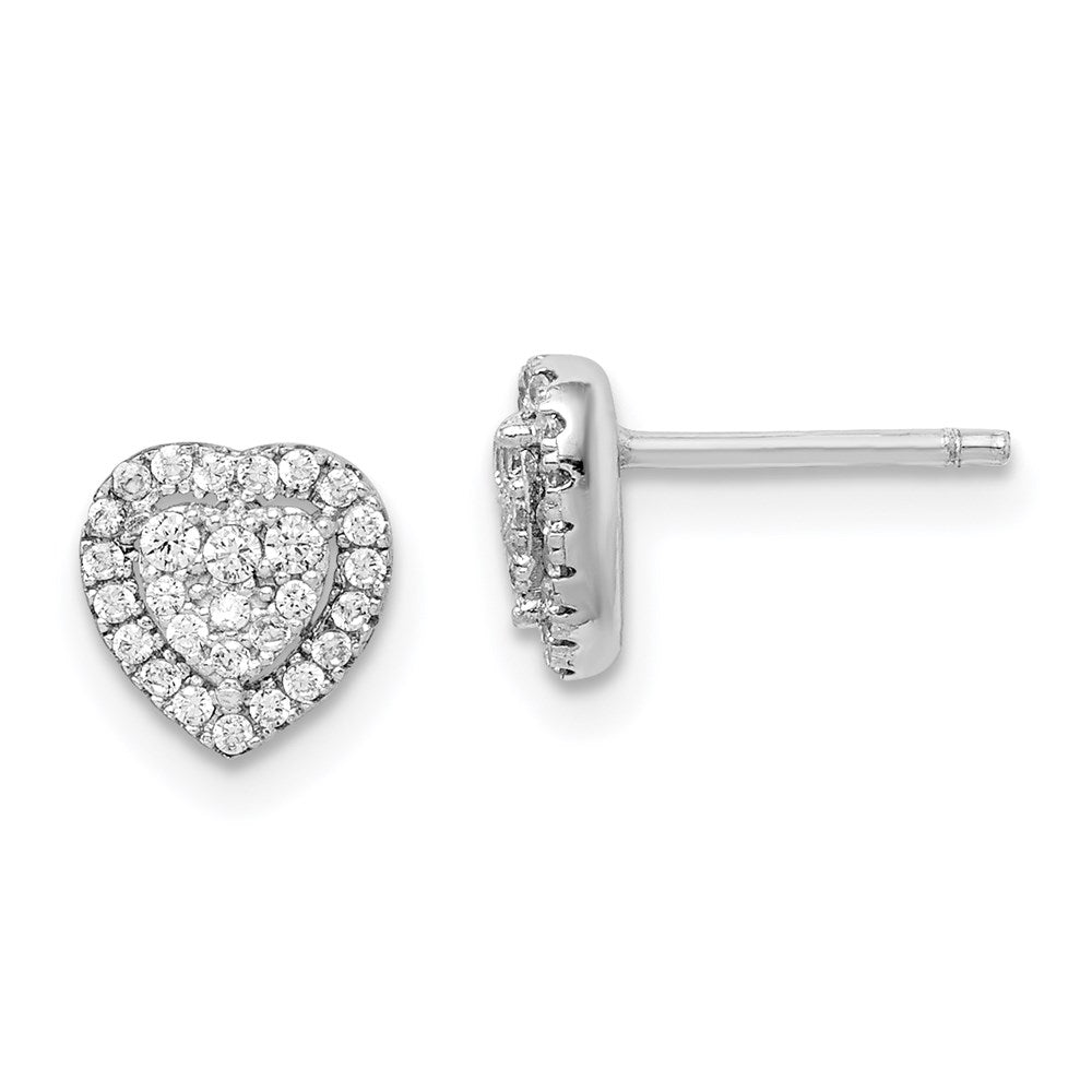 Sterlingsilber Rhodiniert Pavé Zirkonia Herz Ohrstecker