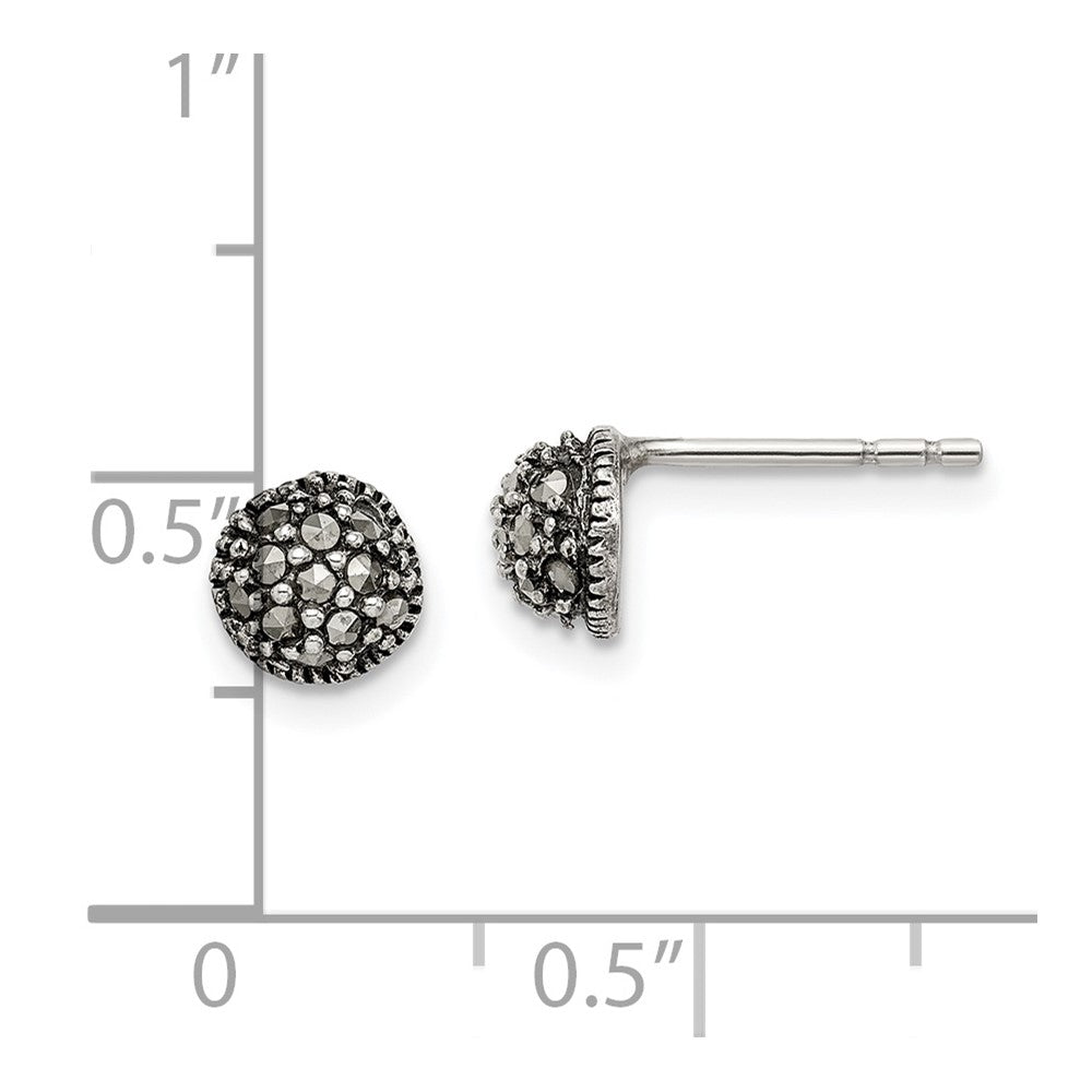 Sterlingsilber Antikisiert Markasit 6mm Knopf Ohrstecker