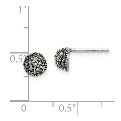 Sterlingsilber Antikisiert Markasit 6mm Knopf Ohrstecker