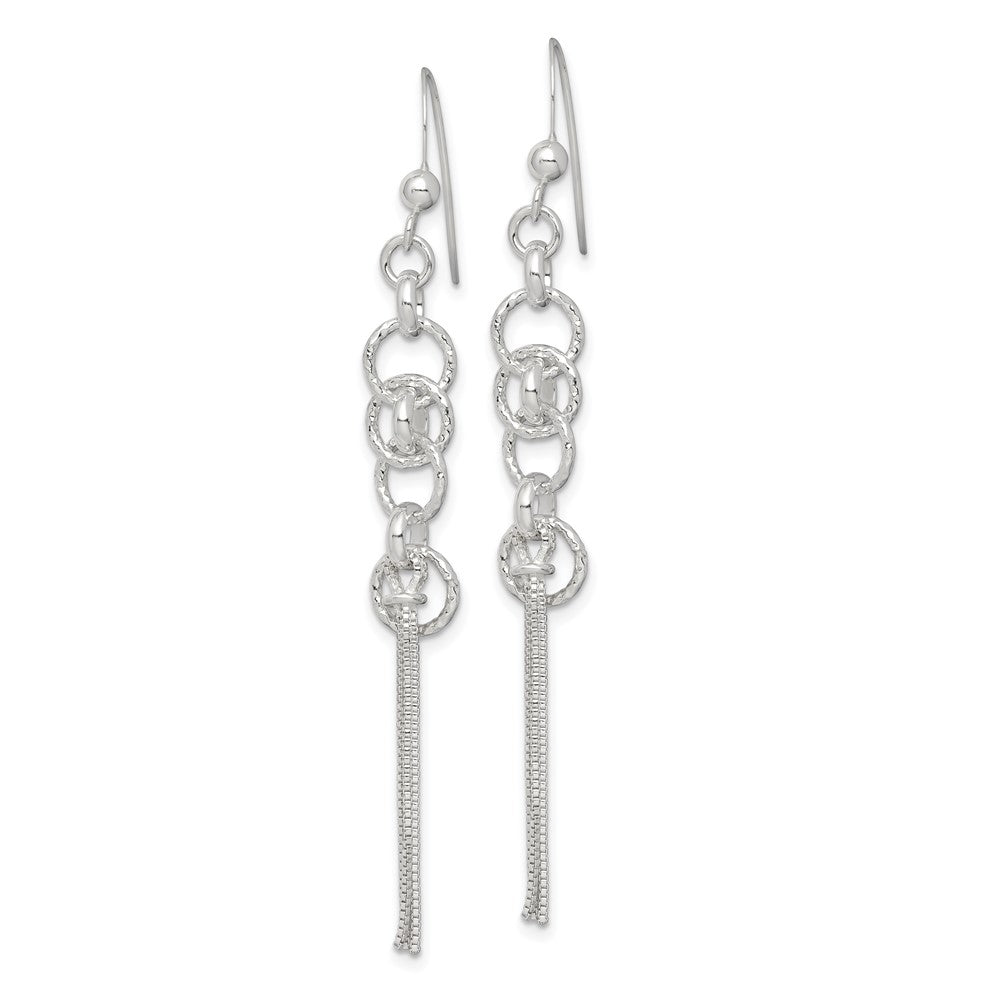 Sterlingsilber Poliert & Diamantiert Kreis Multi-strand Kette Ohrhänger