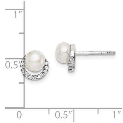 Sterlingsilber Rhodiniert Fwc Perle Zirkonia Ohrstecker