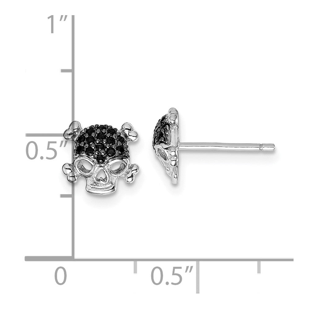 Sterlingsilber Rhodiniert Schwarz Zirkonia Totenkopf Ohrstecker