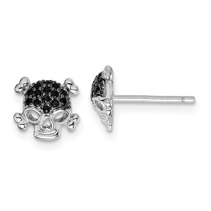 Sterlingsilber Rhodiniert Schwarz Zirkonia Totenkopf Ohrstecker