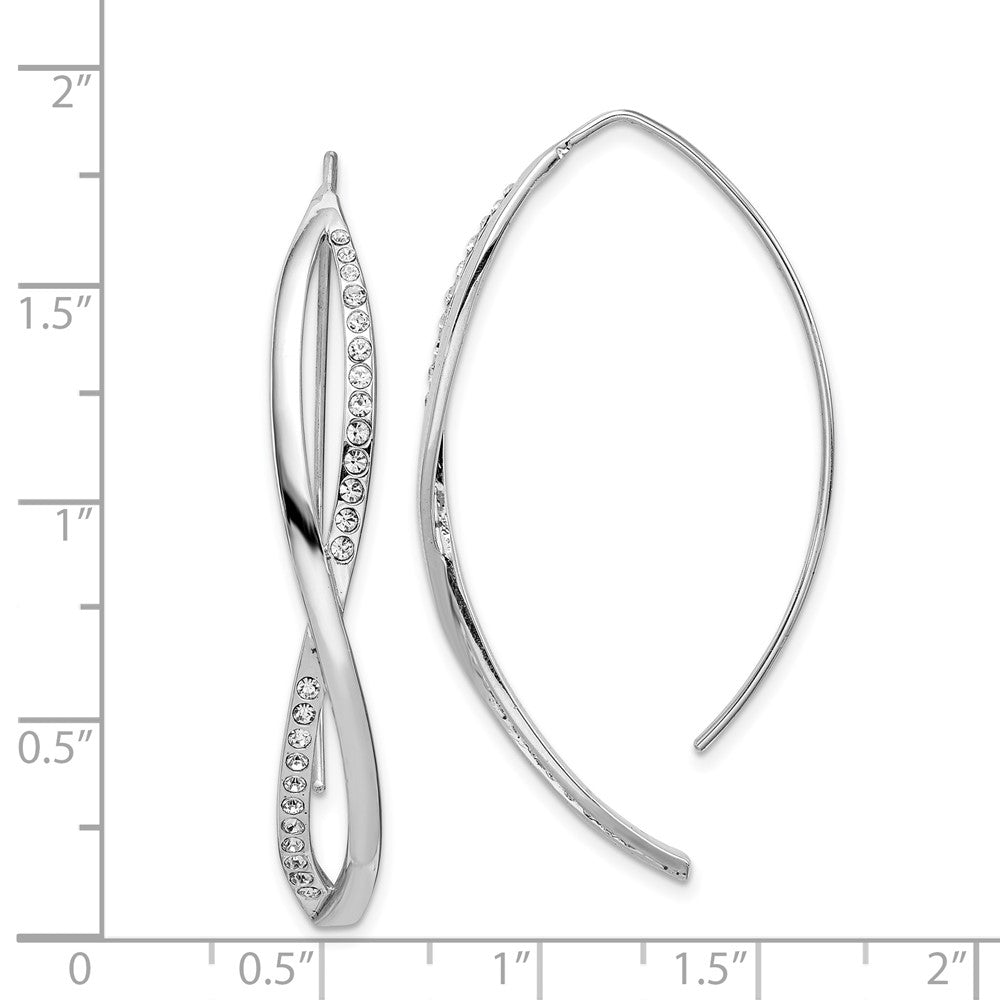 Sterlingsilber Rhodiniert Zirkonia Gedreht Durchzieher-Ohrringe