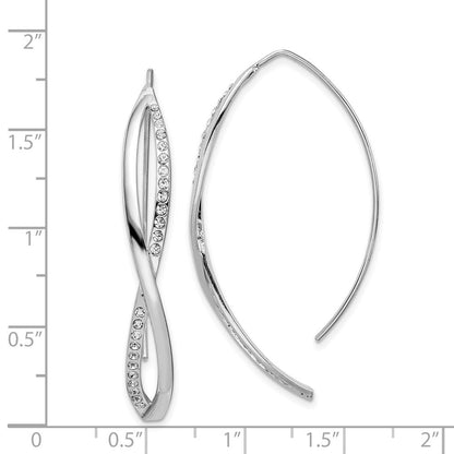 Sterlingsilber Rhodiniert Zirkonia Gedreht Durchzieher-Ohrringe