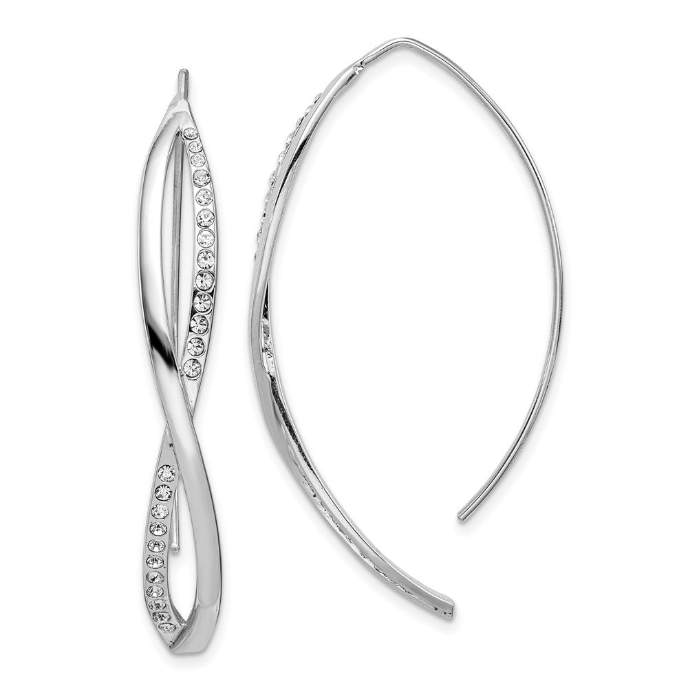 Sterlingsilber Rhodiniert Zirkonia Gedreht Durchzieher-Ohrringe