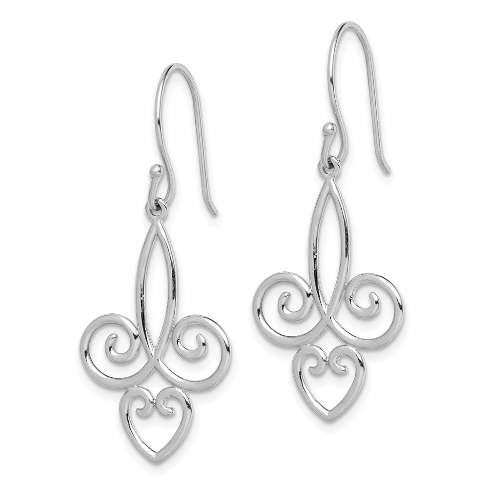 Sterlingsilber Rhodiniert Poliert Fleur De Lis Ohrhänger